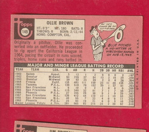 1969 Topps Baseball cards EX-MT NR-MT 1-277 You Choose STRICTLY GRADED AG24 - Picture 270 of 488
