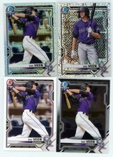 4 * ZAC VEEN * 2021 BOWMAN CHROME SPARKLE REFRACTOR # 299 MOJO BASE RC 