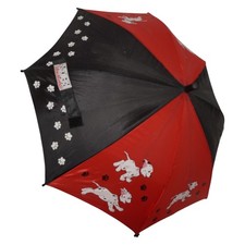Vintage Disney 101 Dalmatians Kids Umbrella Dog Handle Red Black Paw Print