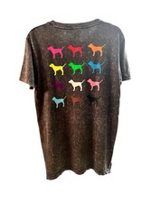 Victoria  s Secret PINK Oversized Gray T-Shirt Logo Dog Limited Ed.  One Size OS