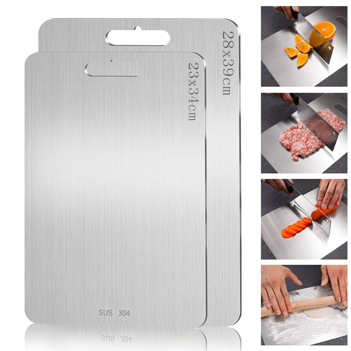 2 Taglieri Multifunzione Acciaio Inox AISI 304 - Standard HACCP