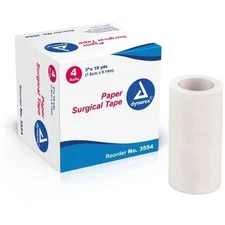 4 Paper Surgical Tape Rolls 3"x10 yds. White, Dynarex # 3554