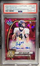 Joey Aguilar 2024 Bowman U Chrome Sapphire 1/1 Padparadscha Auto Inscription RC