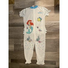 Vintage Disney Ariel Little Mermaid Pajamas 4T Flounder 90s One Piece