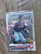 Gabriel Arias Signed 2021 Bowman Chrome Baseball Card Cleveland Guardians #89