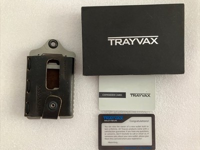 Trayvax element minimalist wallet geniune leather metal,  Mud  colored. USA made