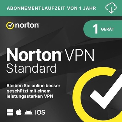 Norton VPN Standard 2026 | 1 Gerät  | 1 Jahr KEIN ABO | PC/Mac/Mobile | Download