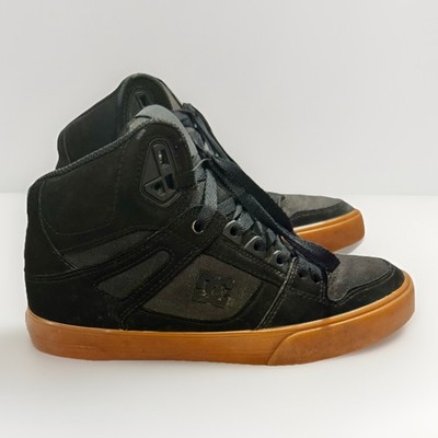 DC Shoes Mens Size 9 Pure High Top Leather Skateboarding  Sneakers Shoes Black
