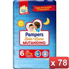 PAMPERS  78  PANNOLINI -  XLARGE PZ.13 in 6 CONFEZIONI SOLE E LUNA MUTANDINO  00