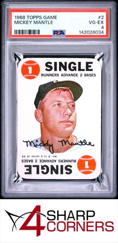 1968 TOPPS GAME #2 MICKEY MANTLE YANKEES HOF PSA 4