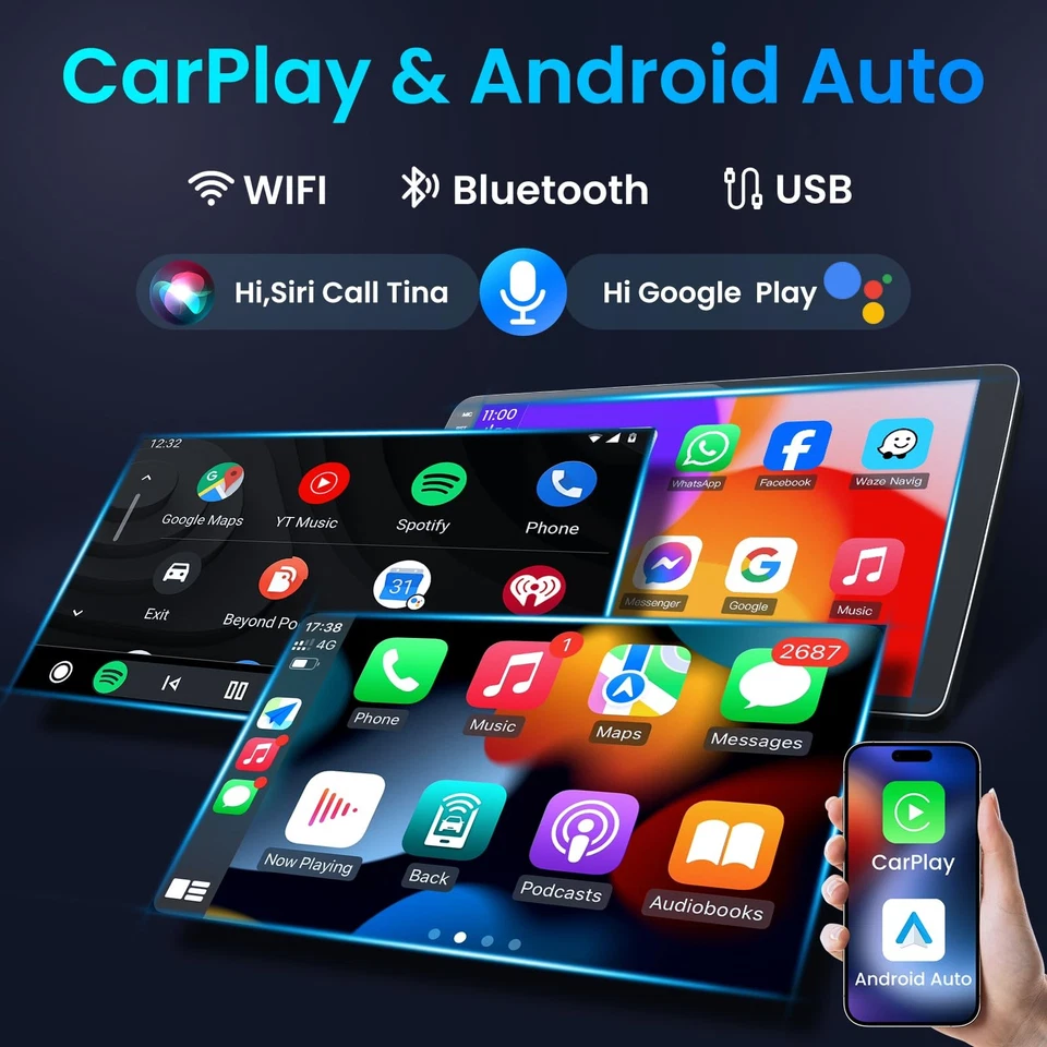 9" Touch Wireless Carplay Stereo for 2006-2011 BMW 3 Series E90 E91 E92 E93 - Image 3 of 4