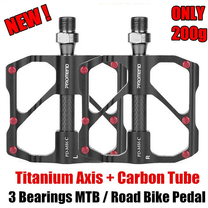 PROMEND Ultraligero Carbono Titanio Bicicleta Pedal MTB Bicicleta de Carretera Pedal 3 Rodamientos Foto 2 de 4