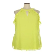 City Chic Chiffon Blouse 24 Lemon Yellow Lime Ruffle Halter Tie Neck Lightweight