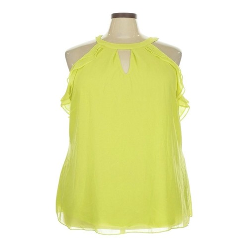 City Chic Chiffon Blouse 24 Lemon Yellow Lime Ruffle Halter Tie Neck Lightweight