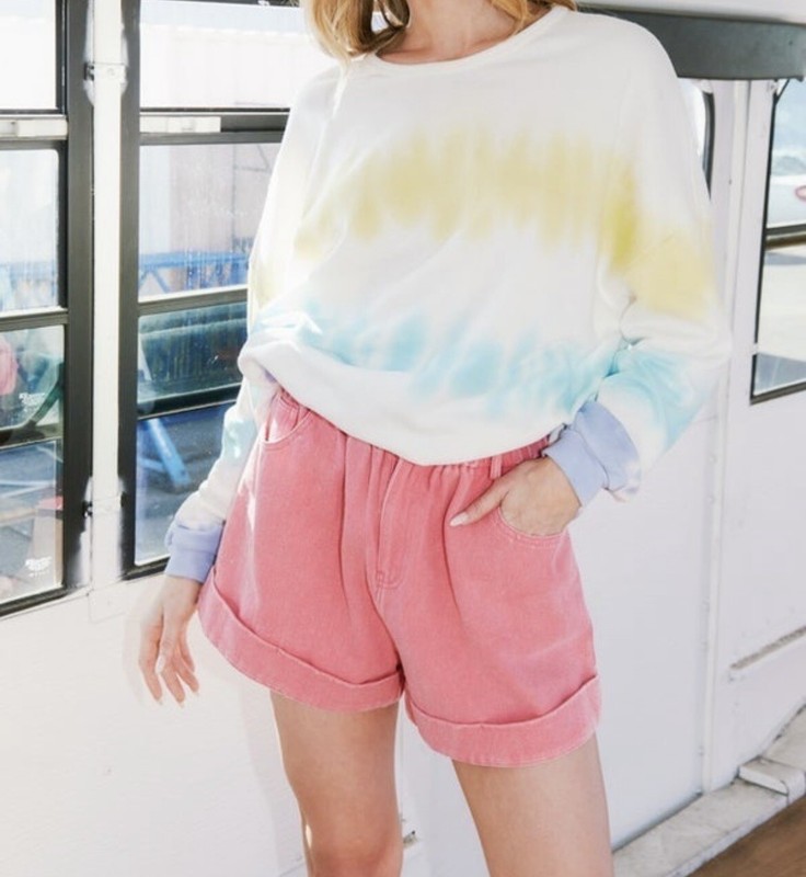 Fantastic Fawn Washed Twill Paper bag Shorts In Coral In Size Medium 