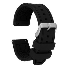 Silicone Watch Bands 24mm Soft Quick Release Watch Bands, Pure Black