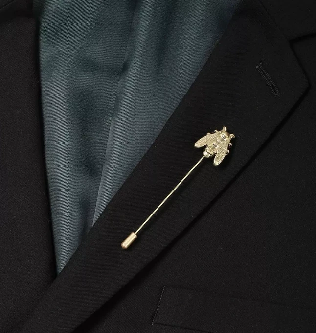 Уникальная мужская заколка на лацкан из стерлингового серебра 925 пробы с золотой отделкой для помолвки свадьбы - Изображение 2 из 3