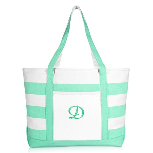 DALIX Monogram Beach Bag and Totes for Women Personalized Gifts Mint Green A-Z - Picture 19 of 109