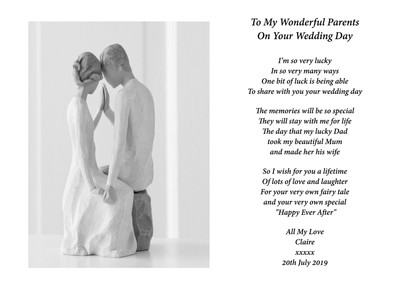 A4 Personalised To My Parents Mum Dad On Your Wedding Day Poem