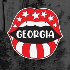 GEORGIA Pouting Lips in Bulldogs Colors Vinyl Decal Car Window Sticker