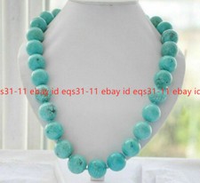 18" Fashion Women's 12mm Genuine Natural Blue Turquoise Gemstone Beads Necklace