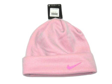 Nike Girls Youth Insulated Beanie Hat Size 7/16 Pink Pow Gray Fold Over Active