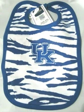 NCAA Kentucky Wildcats Embroidered Logo Blue Animal Print Baby Bib 2 Feet Ahead
