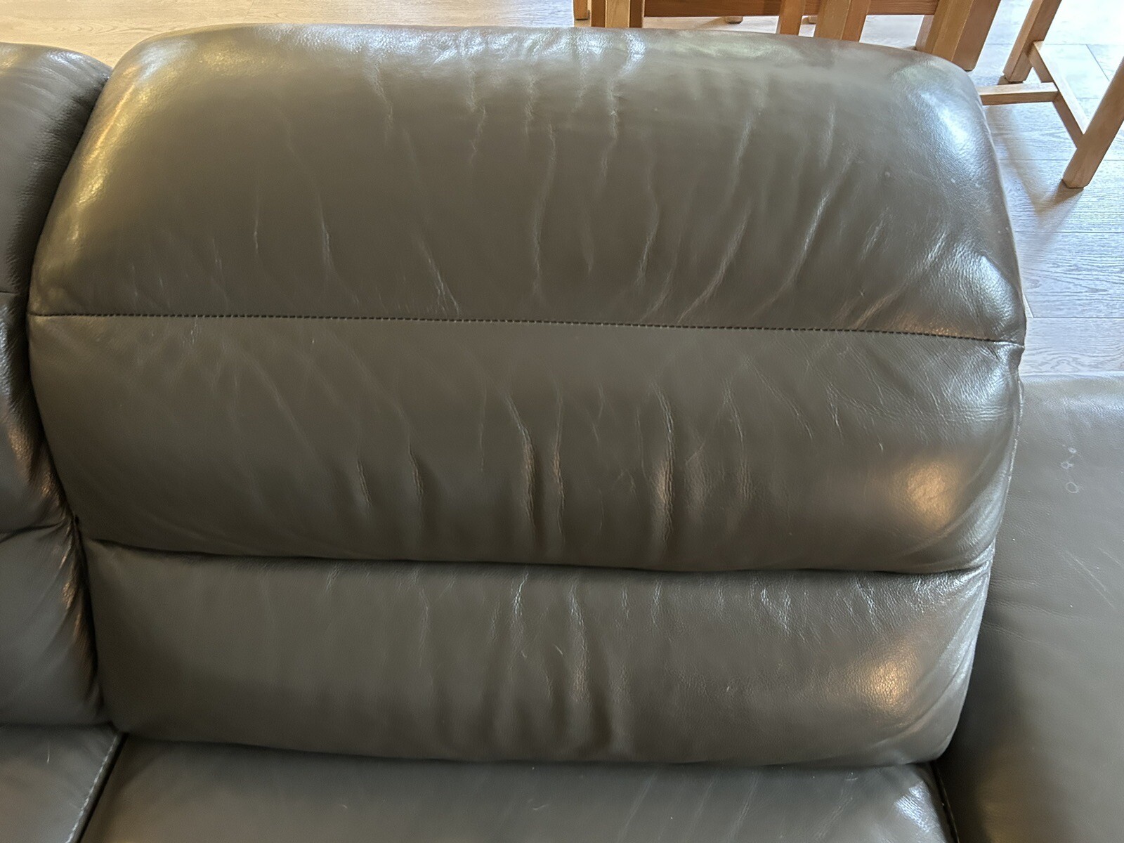 Large Grey Leather Corner Sofa pre owned eBay