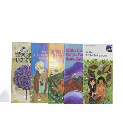 Lot of 5 Purple Puzzle Piece Tree Books 1971 Homeschool Christian Norman C Habel