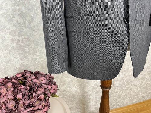 Traje formal italiano Boggi Milano gris lana ojo de pájaro 2 piezas 42, EU 52 W35 L34 - Imagen 6 de 12