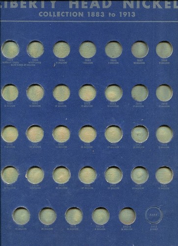 1883 - 1913 LIBERTY HEAD NICKEL COIN BOARD WHITMAN 1936