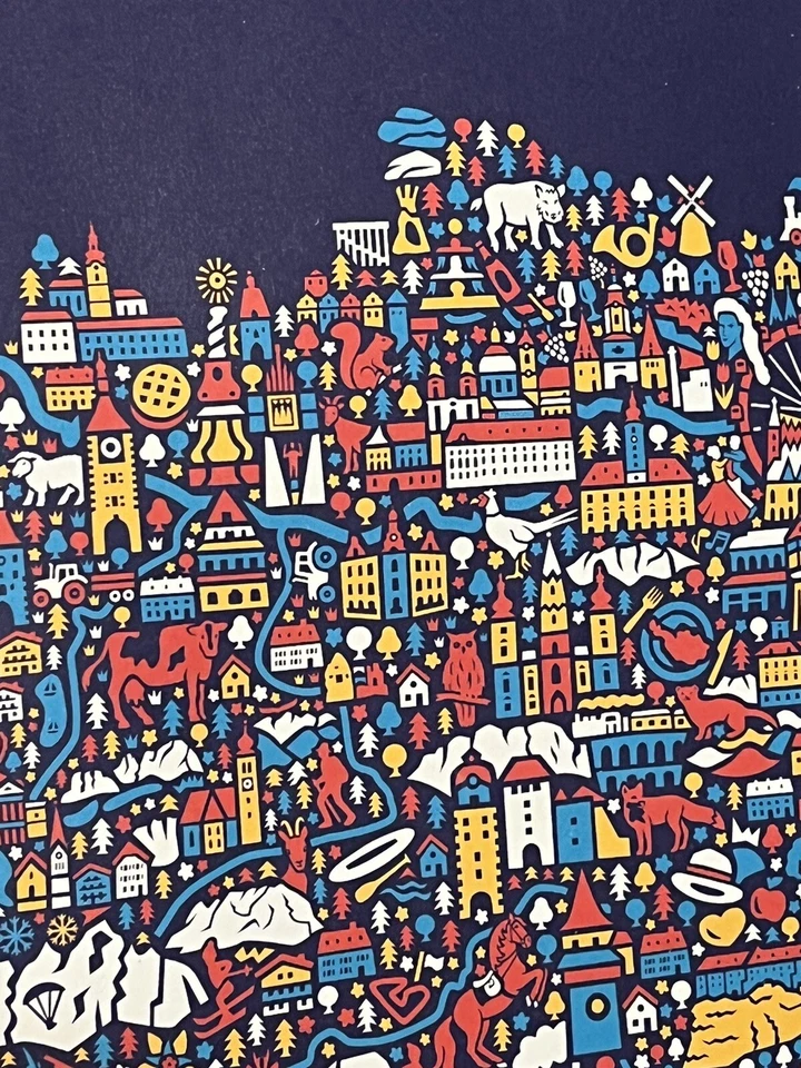 Póster de viaje Austria Osterreich mapa 16,5” X 11,5” Vianina “Maps To The Heart” Foto 4 de 4