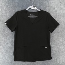 Figs Scrub Top Womens Small Short Sleeve Black w Pockets A1