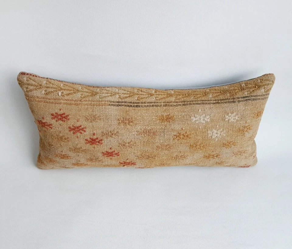 Funda de Almohada Kilim Tejida Turca Funda de Almohada Lumbar Decorativa Étnica Tribal Foto 2 de 4
