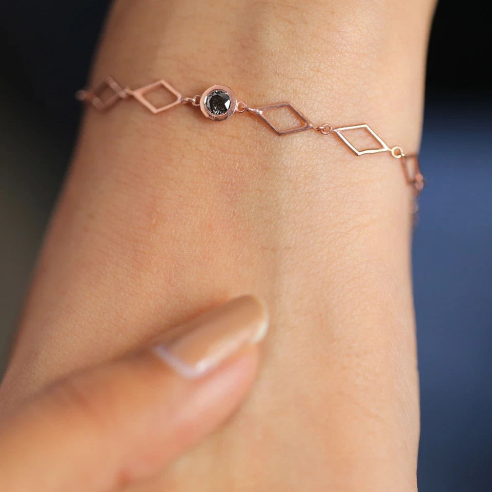 Pulsera Redonda Sal Y Pimienta Oro Amarillo Blanco Rosa 14K KD1188 Foto 3 de 4