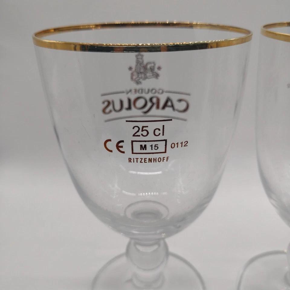 Gouden Carolus Borde Dorado Ritzenhoff Cristal Tallo Vasos de Cerveza 0.25L Lote de 2 Foto 2 de 4
