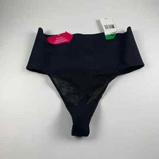 Maidenform Women's Tame Your Tummy Black Lace Thong Shapewear Panty Size L NWT