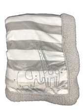Just Born Gray Stripe Sherpa Safari Elephant Giraffe Baby Security Blanket Lovey