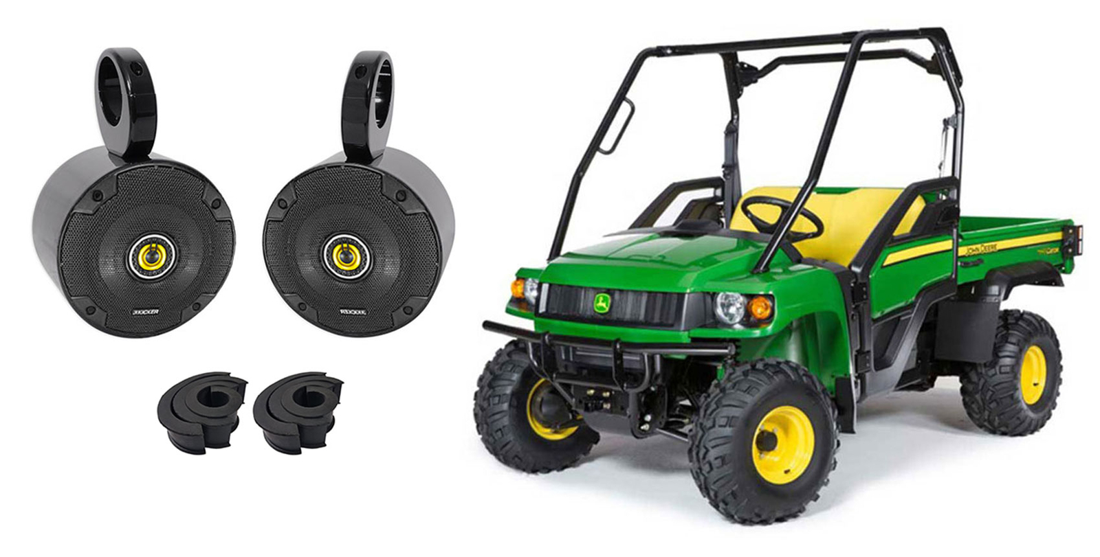 2 Колонки Kicker 525 Rollbar Rollcage Tower мощностью 450 Вт для John Deere Gator XUVRSX