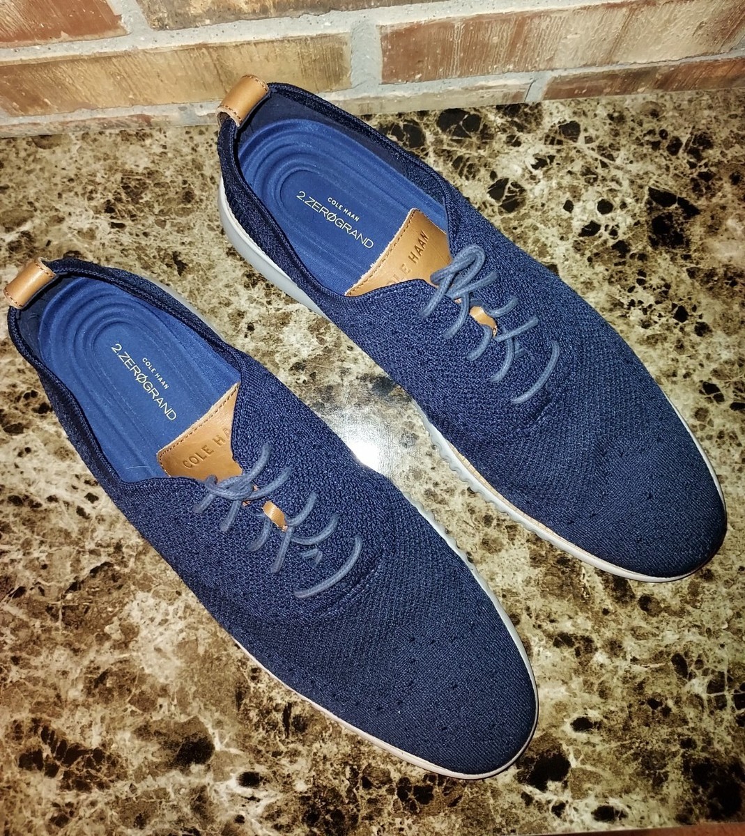 Shoe Cole Haan Original Grand Knit Cole Haan Original Grand Blue Wingtip Oxford Stitchlite Knit Shoes Mens  Size 12