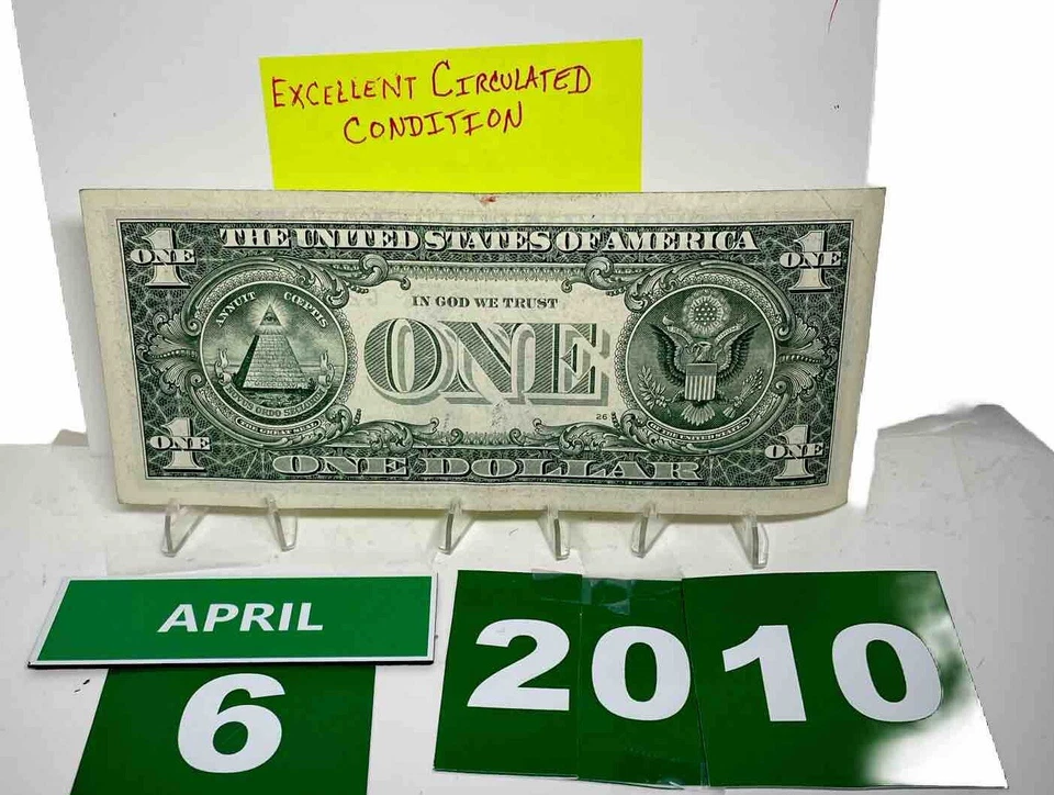 One Dollar Bill Birthday April 6 2010. Near Uncirculated. Fancy Serial Number - Image 3 of 4