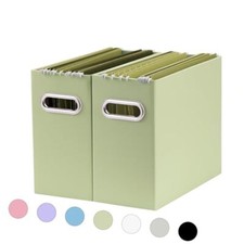 File Organizer, Small Storage Box, Cardboard File Letter Size - 2 Packs Green