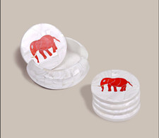 Inlay Work Tea Coaster Set with Royal elephan...