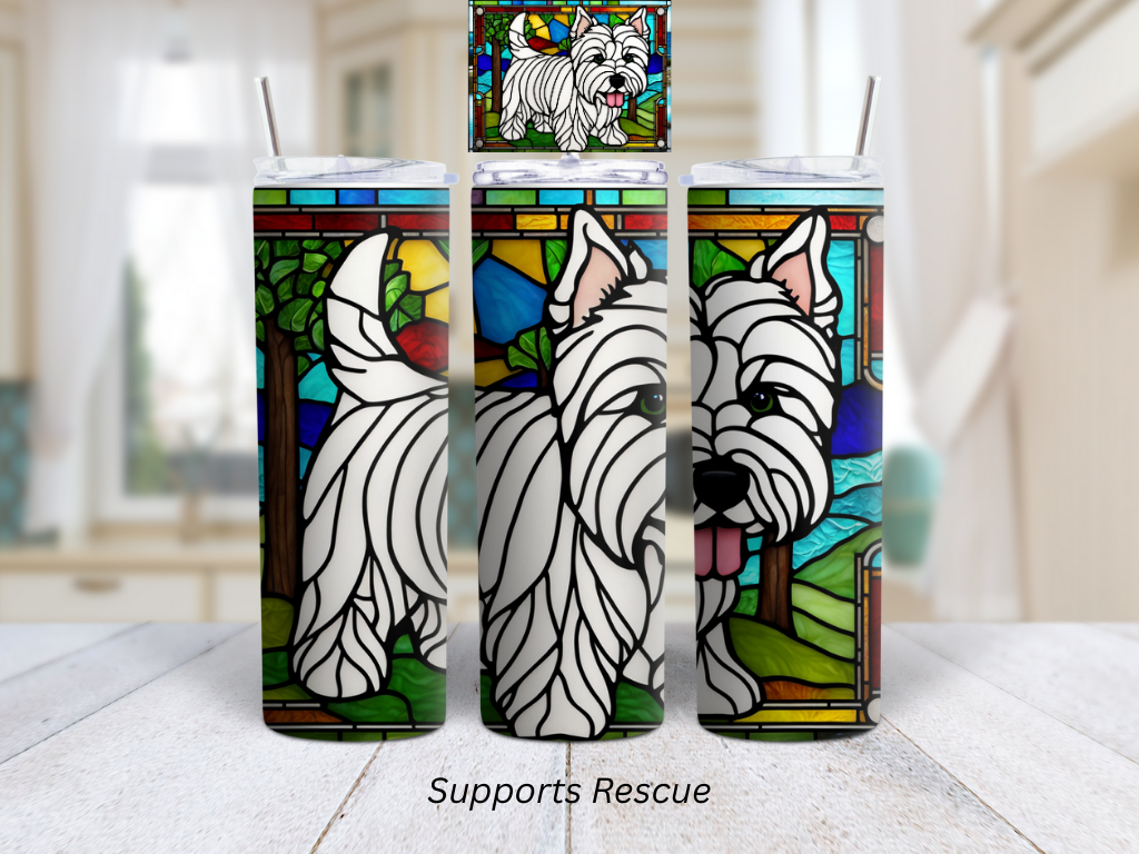 Stained Glass Westie Dog Vibrant 20 oz Stainless Steel Insulated Tumbler