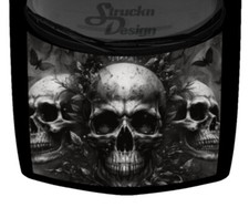 Gray Dead Skull Spooky Truck Hood Wrap Vinyl Car Graphic Decal 58