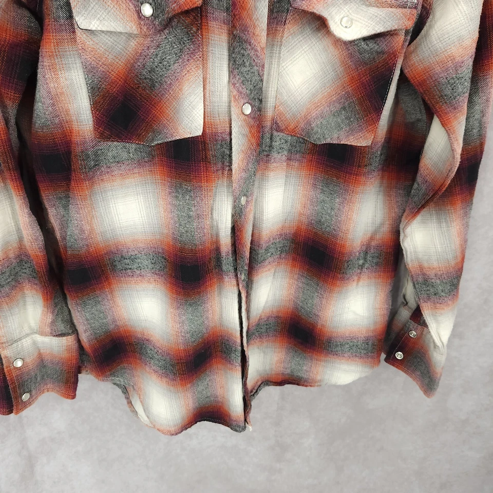 Мужская фланелевая рубашка вестерн кактус небольшая жемчужная застежка ковбойское родео хлопок - Изображение 2 из 4