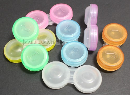 Contact Lens Case Storage Soaking Mini Travel Eye Care L/R Marked Choose Colour - Picture 12 of 12