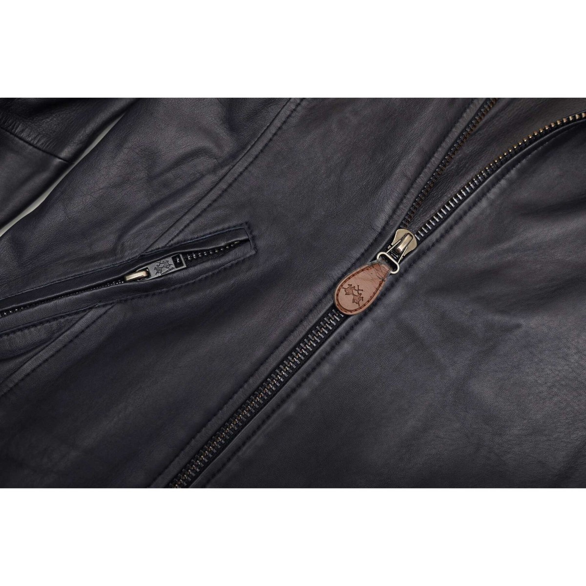 La Martina Maserati Midnight blue men's leather jacket side