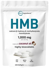 HMB 1000mg w/ Coconut Oil Lean Muscle Mass Recovery Support Supplement 240 Sgels