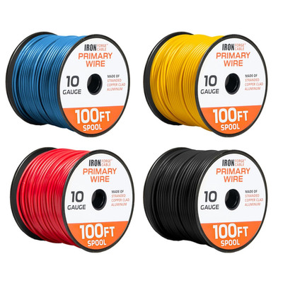 10 Gauge Automotive Wire Assortment - 4 Rolls, 100 Ft Each, Copper Clad Aluminum